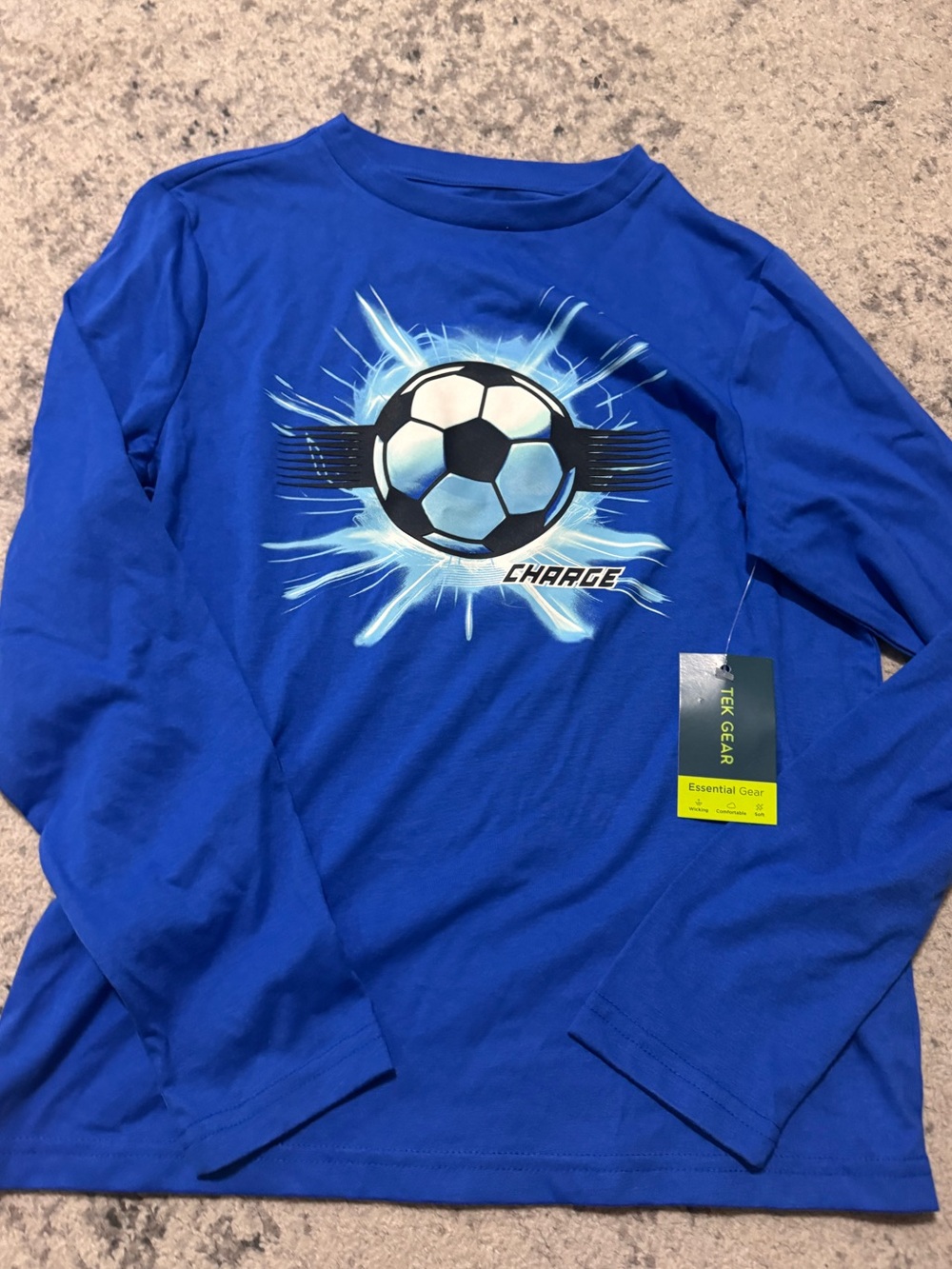 NEW Royal Blue Long-Sleeve Soccer Graphic Tee